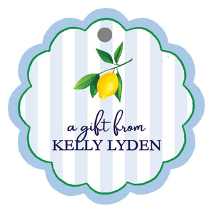 Lemon Stripe Scalloped Personalized Gift Tags