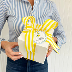 Lemon Stripe Scalloped Personalized Gift Tags