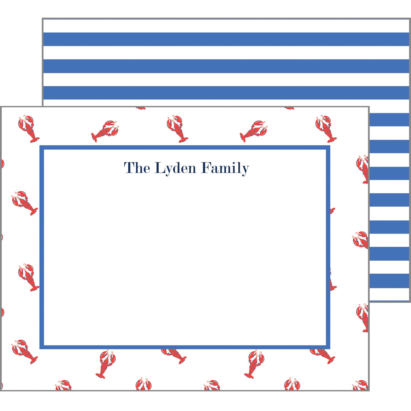Preppy Lobsters Personalized Flat Notecards