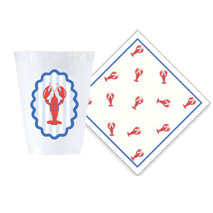 Bundle: Lobster Scallop Shatterproof Cups + Lobster Cocktail Napkins