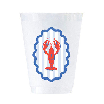 In Stock Lobster Stripe Shatterproof Cups | Set of 8