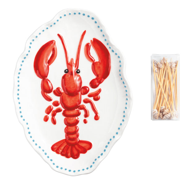 Lobster Platter + Shell Toothpick Set