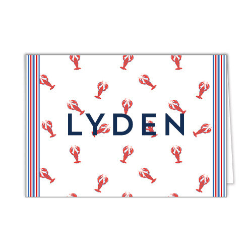 Preppy Lobsters Personalized Folded Notecards