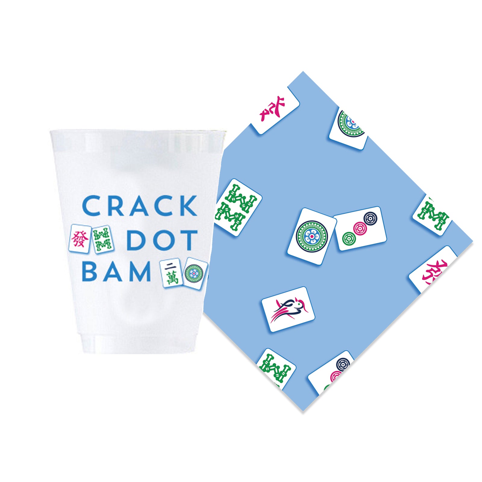 Crack Dot Bam Mahjong Cup + Cocktail Napkin Gift Set