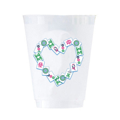 Mahjong Tiles Heart Shatterproof Cups | Set of 8