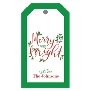 Merry and Bright Christmas Personalized Gift Tags