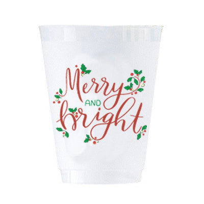 In Stock Merry and Bright Shatterproof Cups | Set of 8