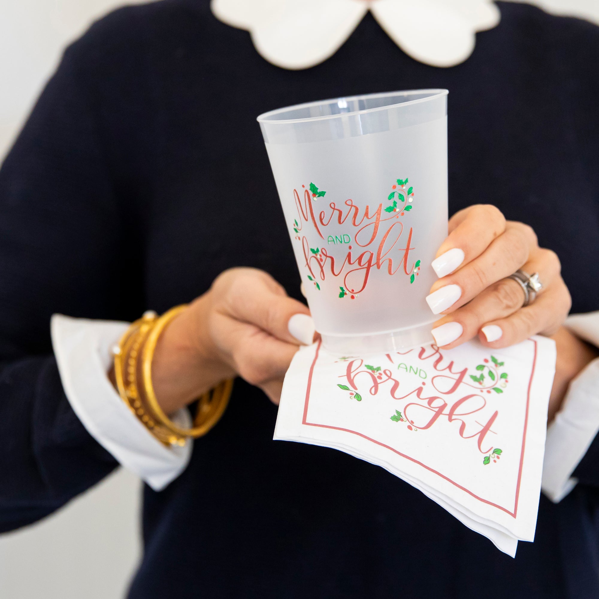 Bundle: Merry and Bright Shatterproof Cups + Cocktail Napkins