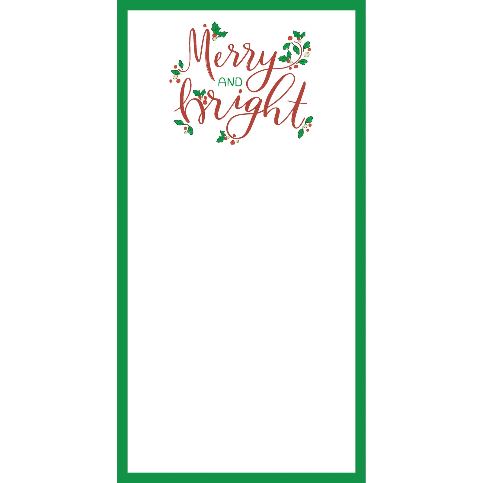 In Stock 4.25x8.5 Merry and Bright List Notepad