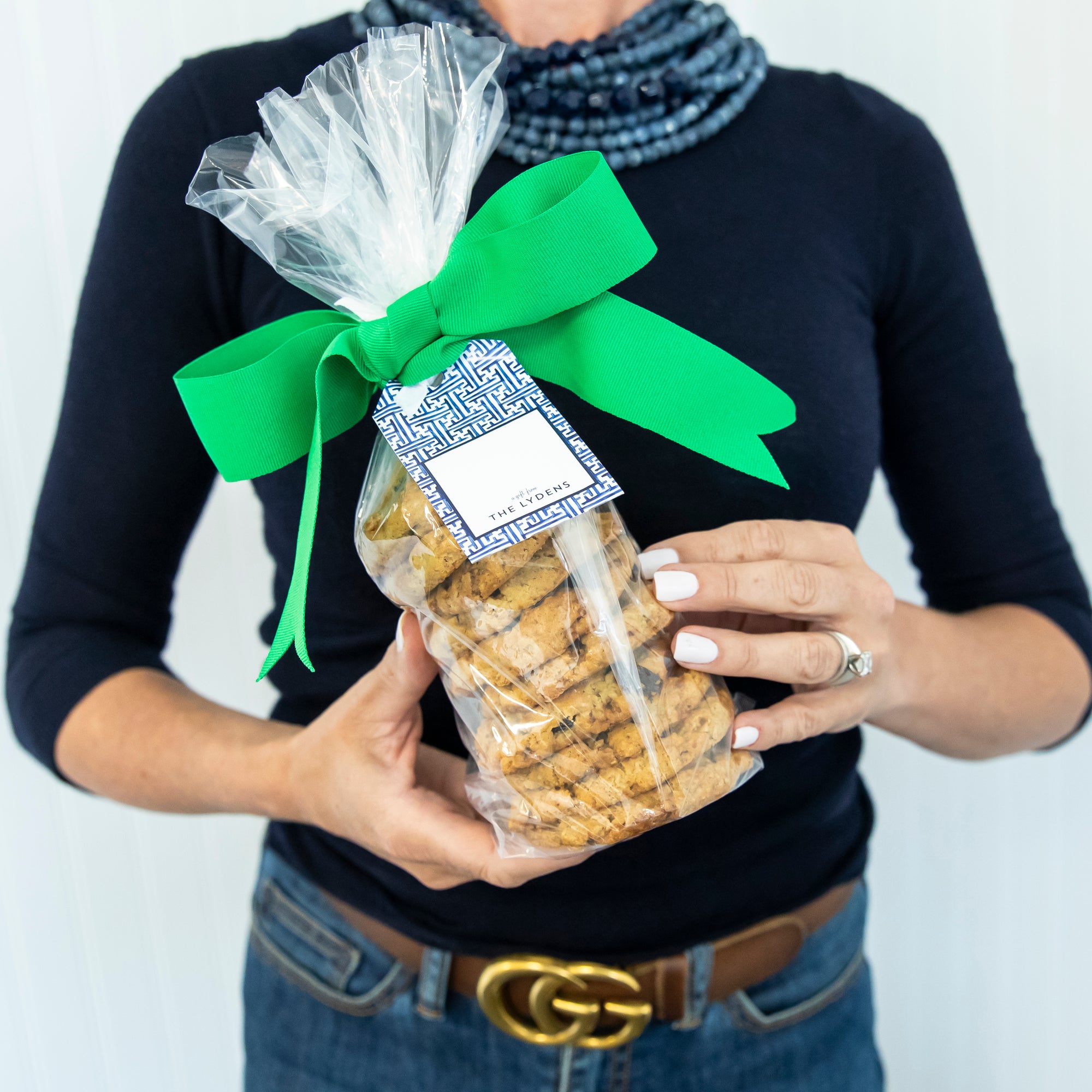 Navy Basketweave Personalized Gift Tags