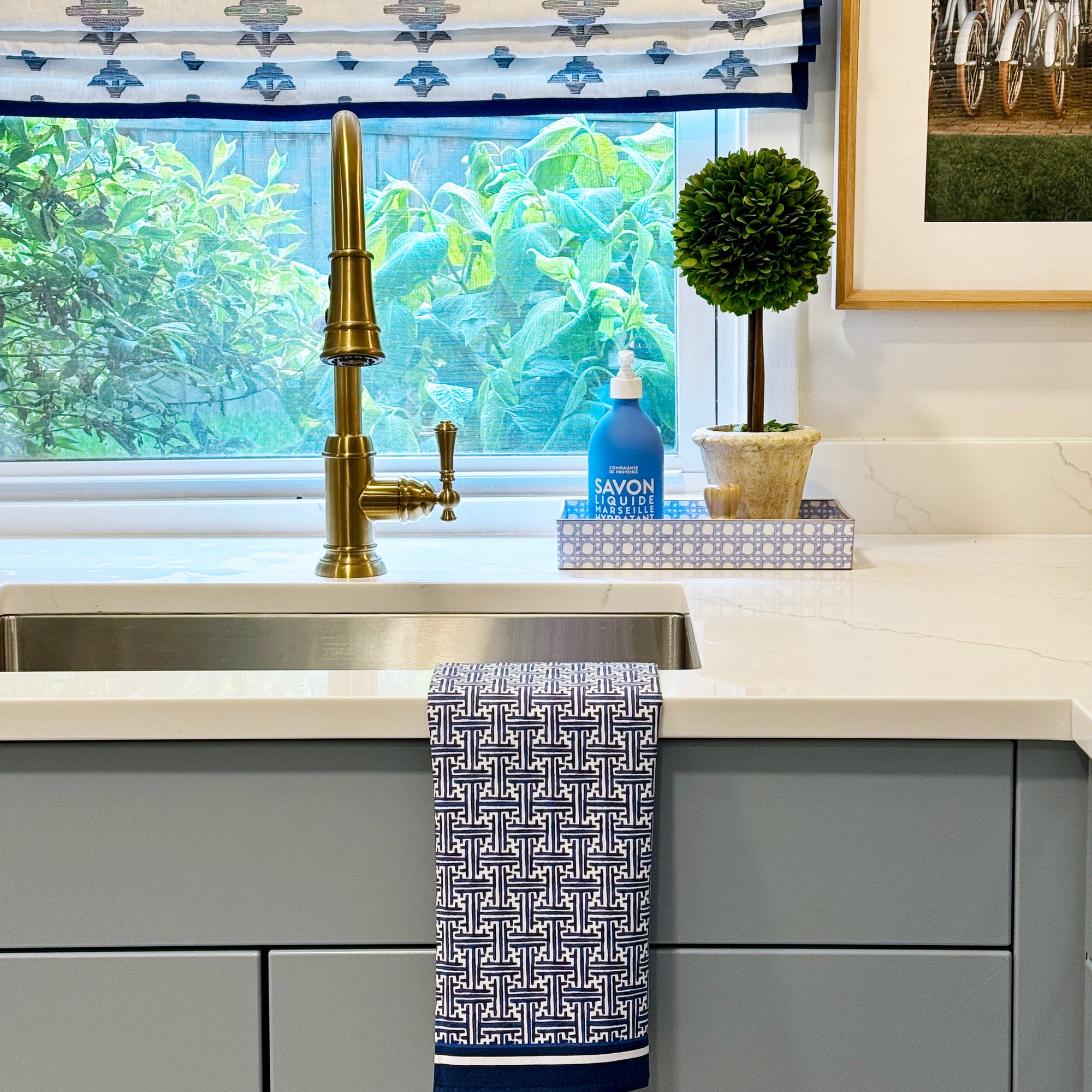 WH Hostess Cotton Tea Towel | Navy Basketweave