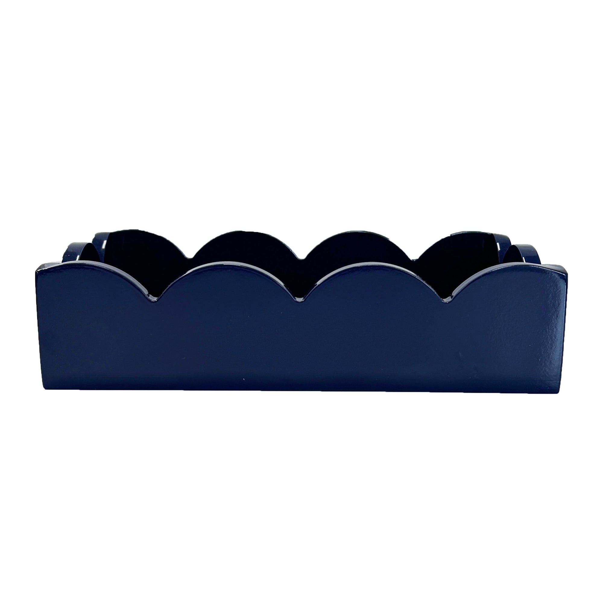 Navy Lacquered Scalloped Guest Towel Holder