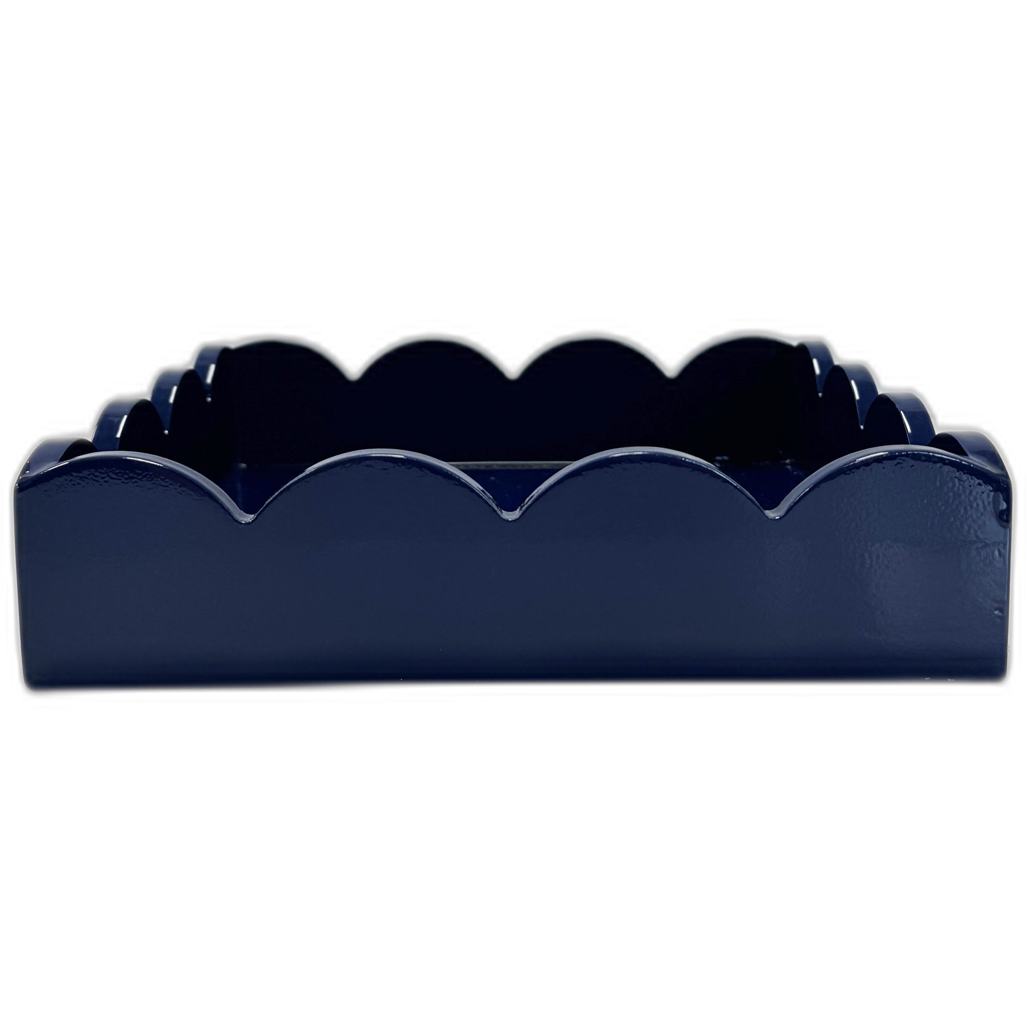 Navy Lacquered Scalloped Notepad Holder Small Tray