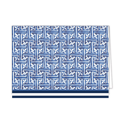 In Stock Folded Notecard Set of 10 | Navy Basketweave