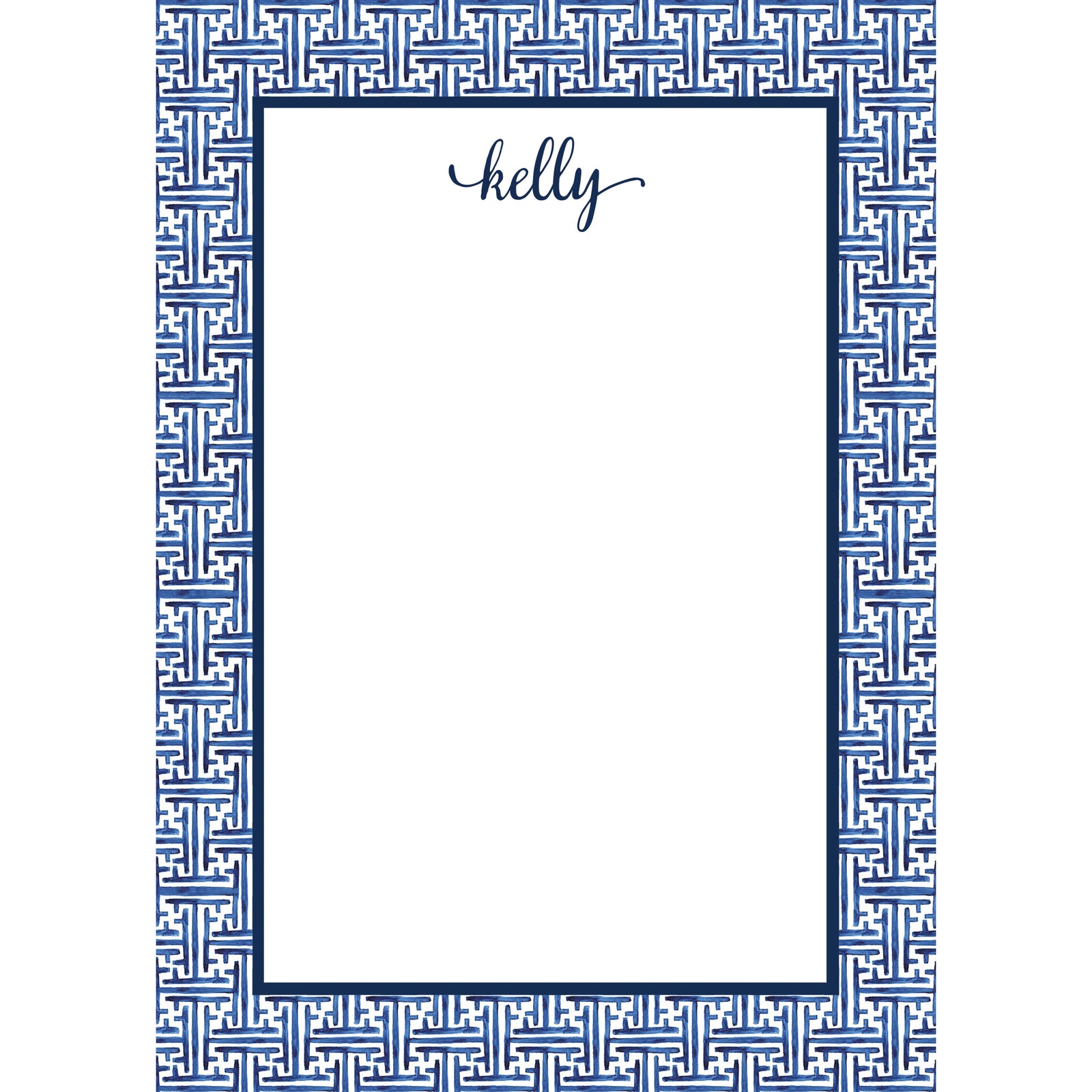 Navy Basketweave Personalized Notepad