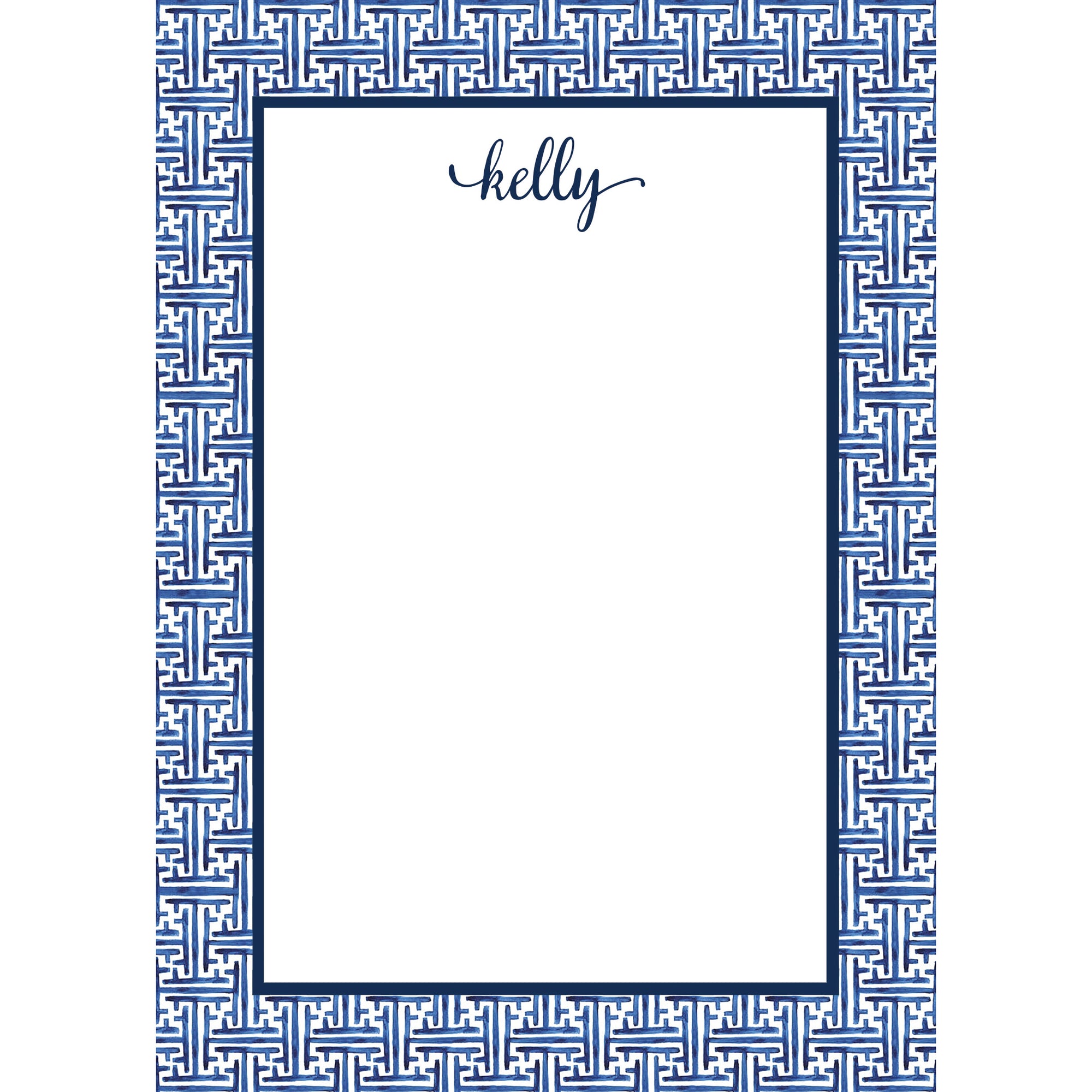 Navy Basketweave Personalized Notepad