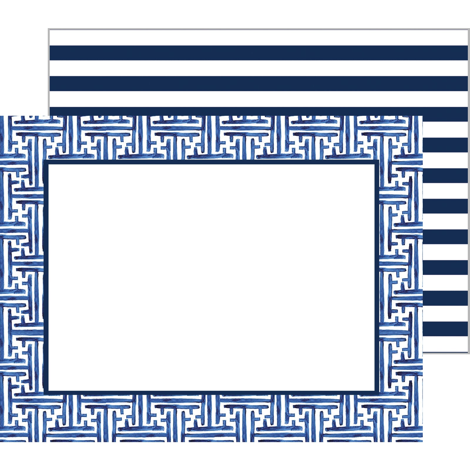 In Stock Flat Notecard Set of 10 | Navy Basketweave