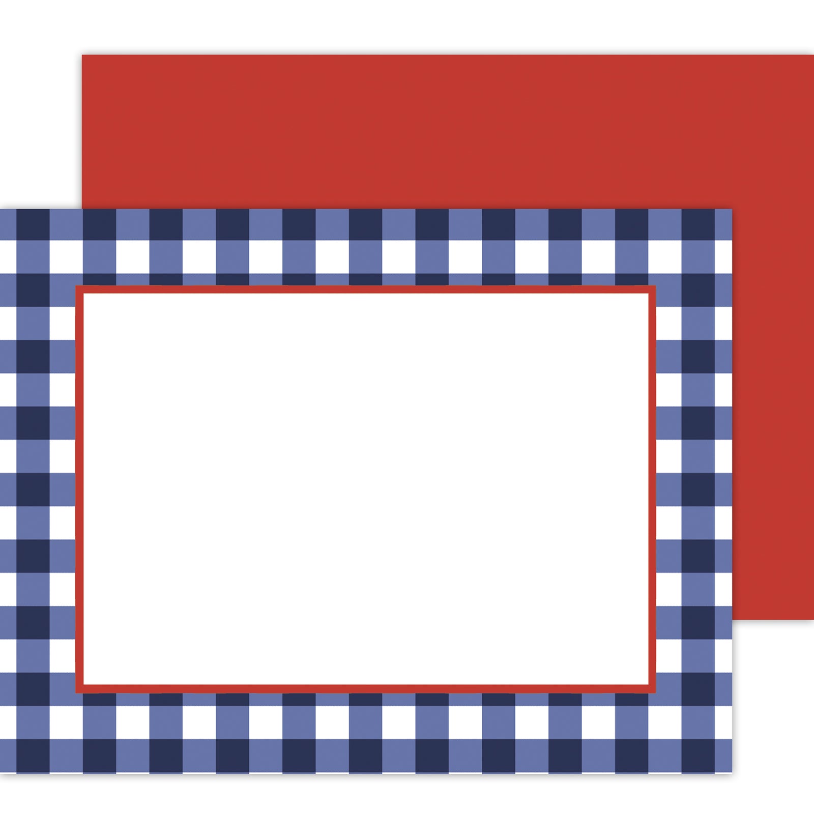 In Stock Flat Notecard Set of 10 | Navy Blue Gingham Check