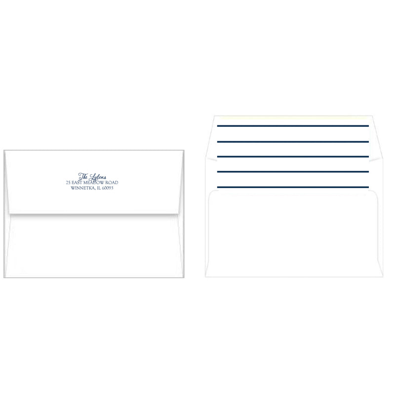 Classic Navy Blue Stripe Holiday Photo Card
