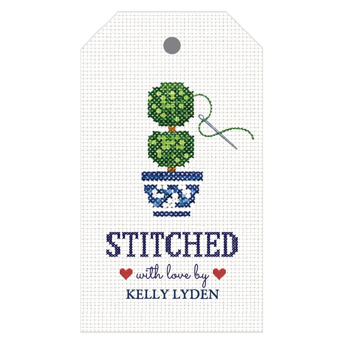 Needlepoint Stitched Topiary Personalized Gift Tags