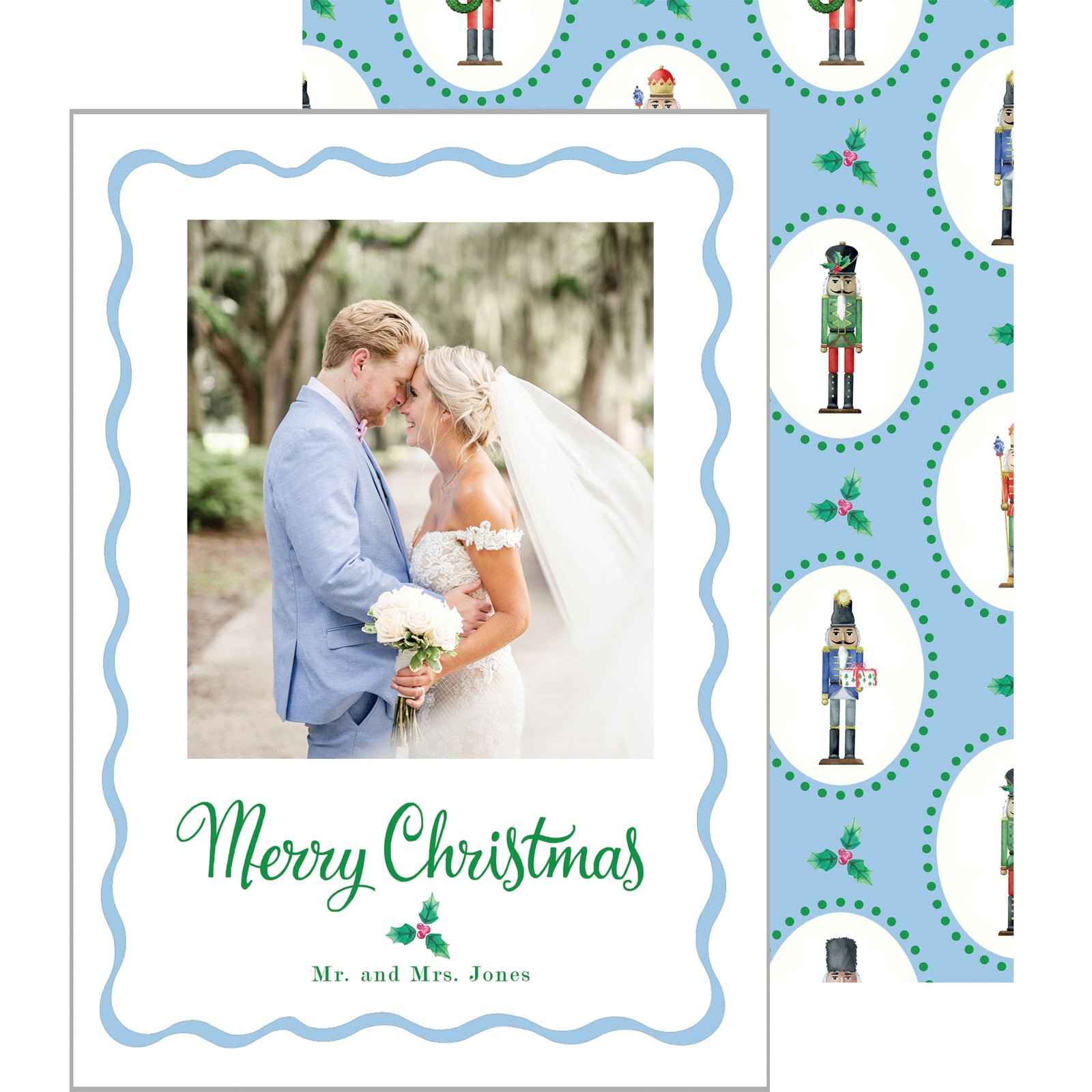 Nutcracker Plaque Christmas Photo Card