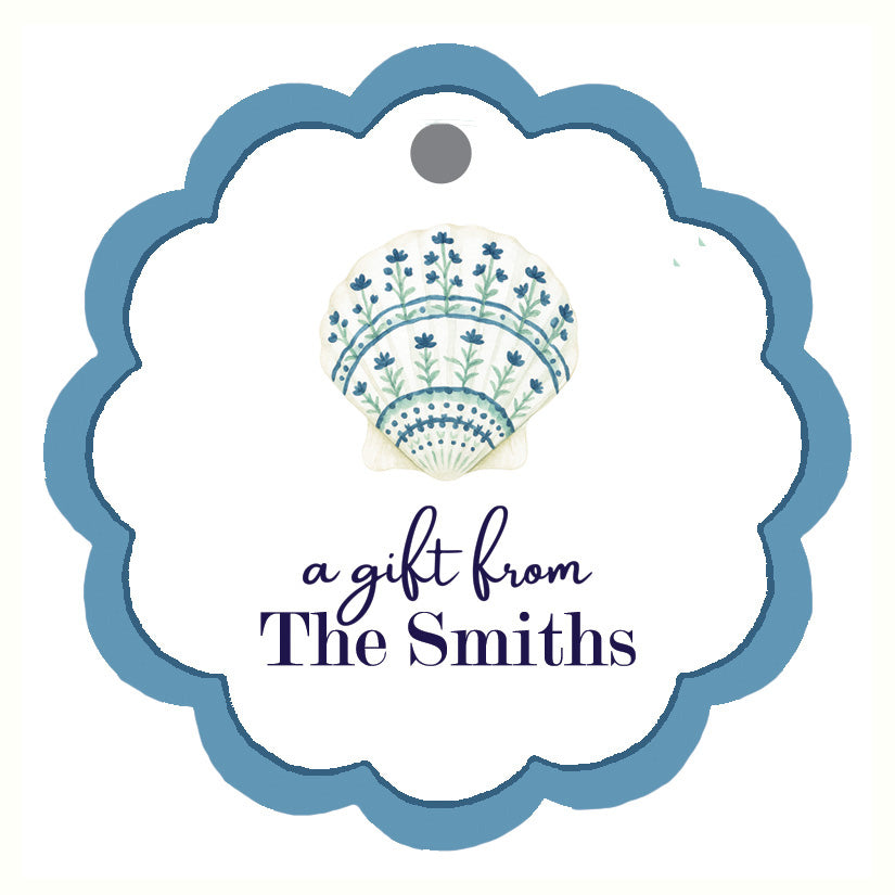 Painted Sea Shell Scalloped Personalized Gift Tags