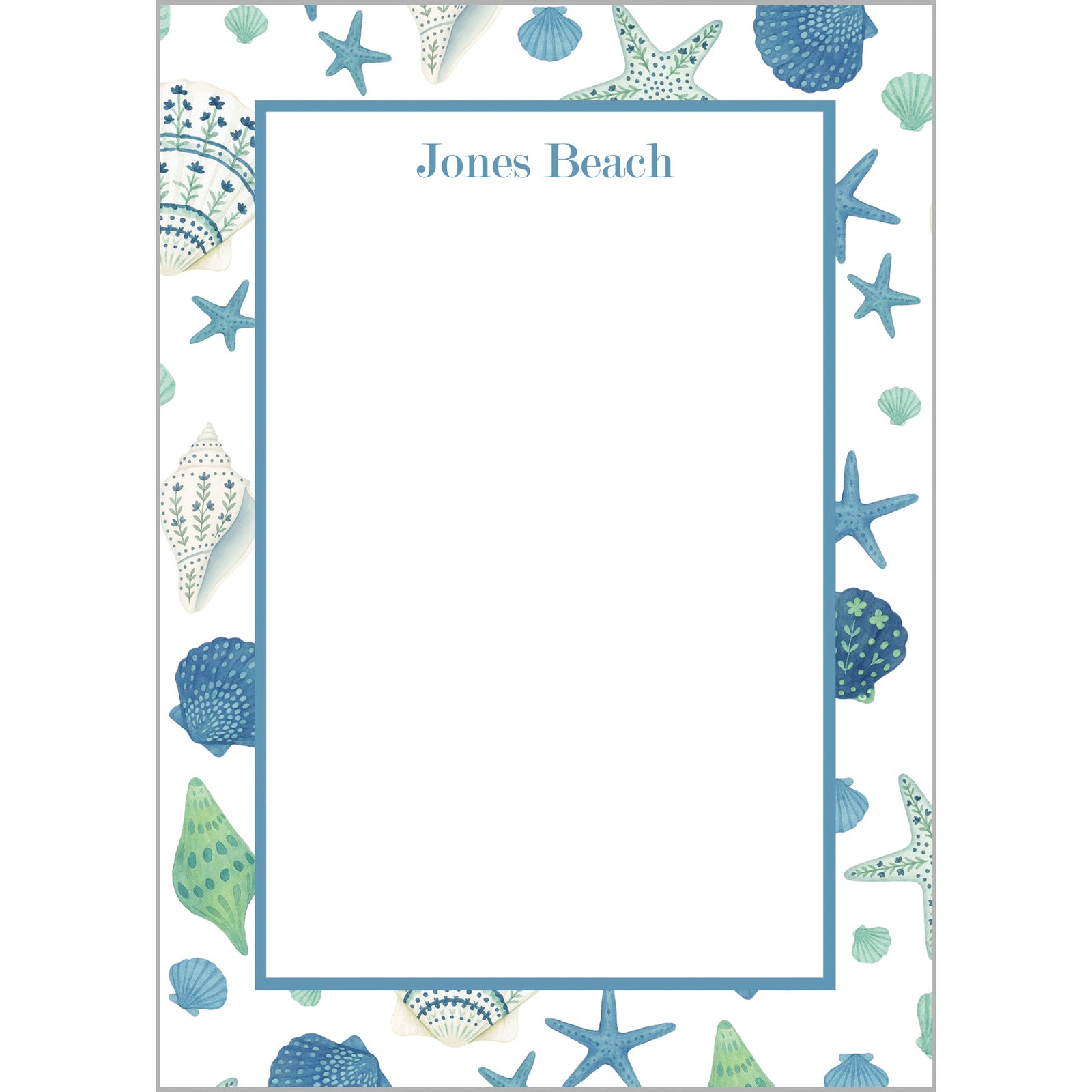 Painted Sea Shells Pattern Personalized Notepad
