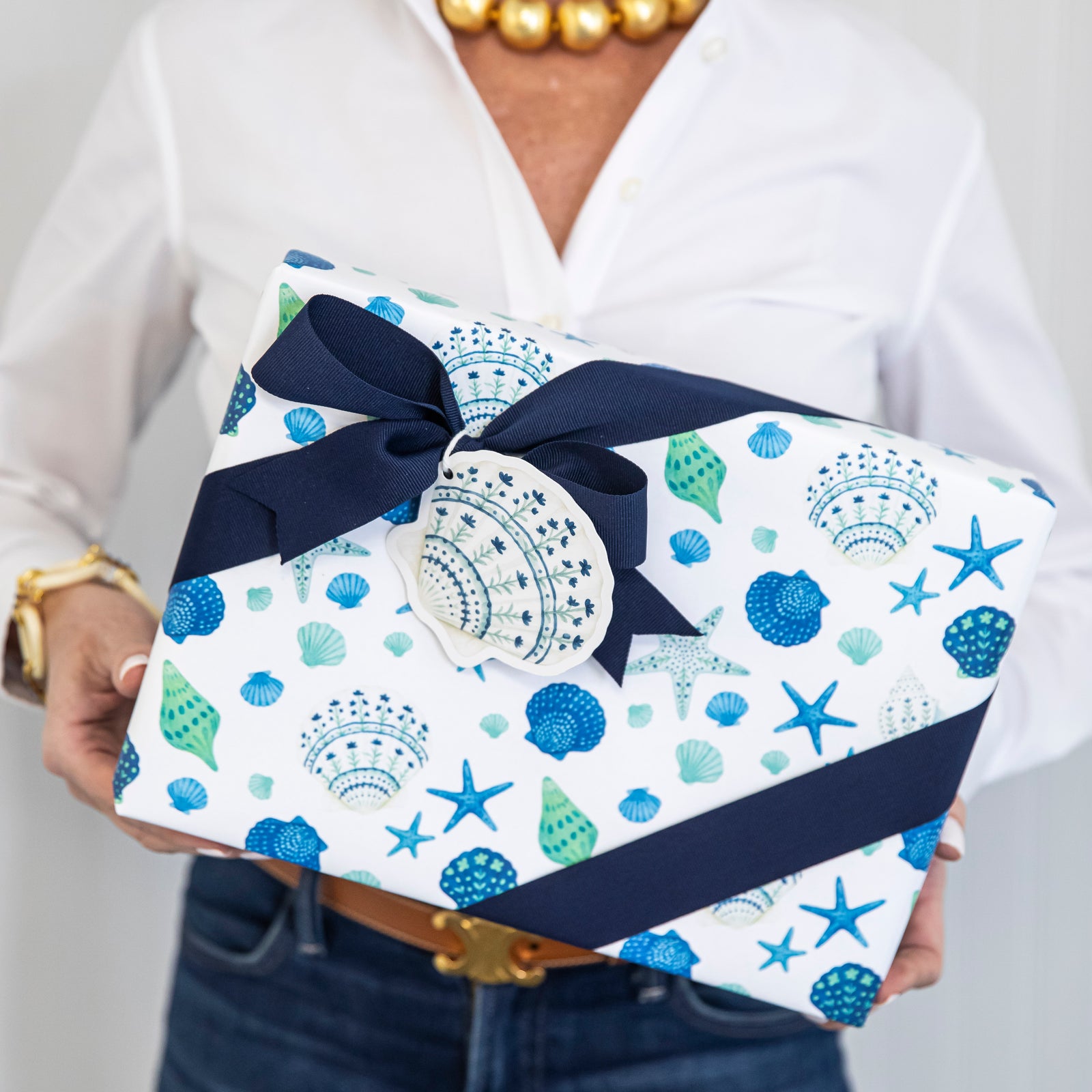 Continuous Roll Gift Wrap | Painted Sea Shells