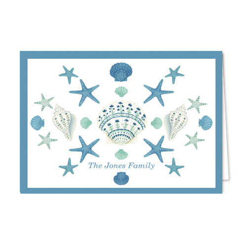 Painted Sea Shells Personalized Folded Notecards