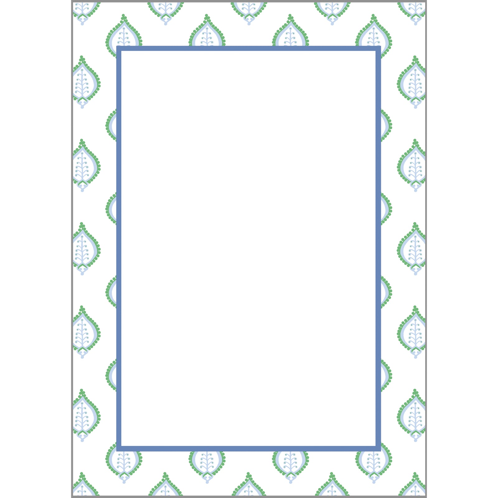 In Stock 5x7 Blue + Green Paisley Notepad
