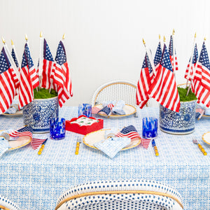 Bamboo Fret Rectangle Tablecloth | Blue
