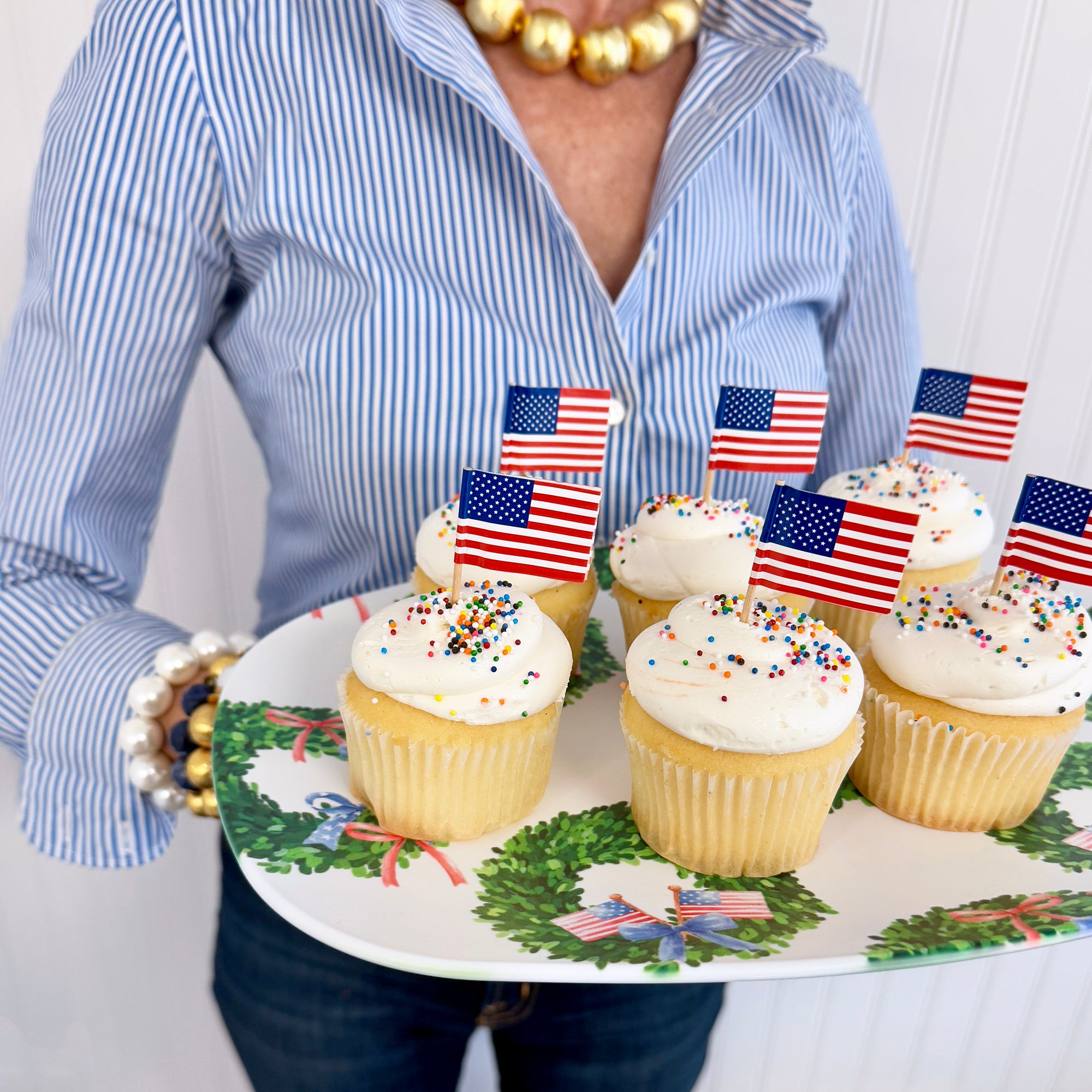 WH Serving Platter | Patriotic Wreath