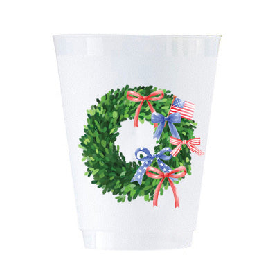 Patriotic Wreath Shatterproof Cups | Set of 8