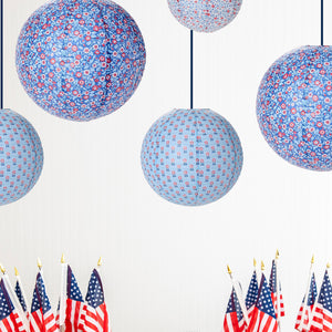 Red, White and Bloom Paper Lanterns | Set of 3