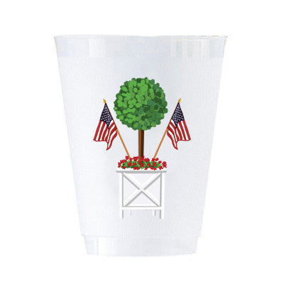 In Stock Patriotic Topiary Tree Shatterproof Cups | Set of 8