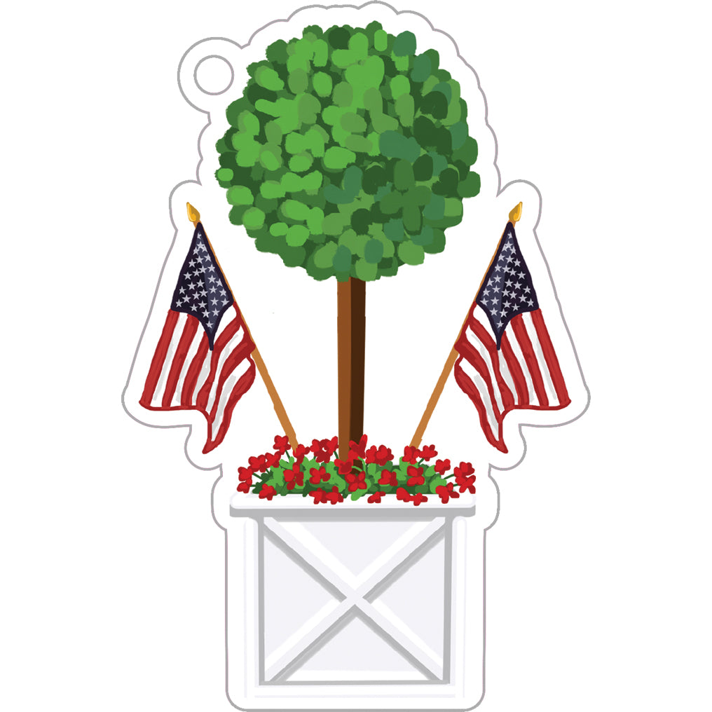 In Stock Patriotic Topiary Tree Die-Cut Gift Tags