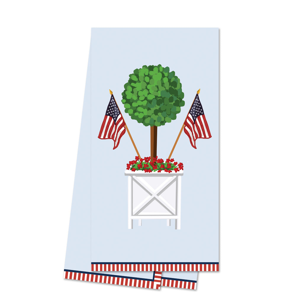 WH Hostess Cotton Tea Towel | Patriotic Topiary Icon