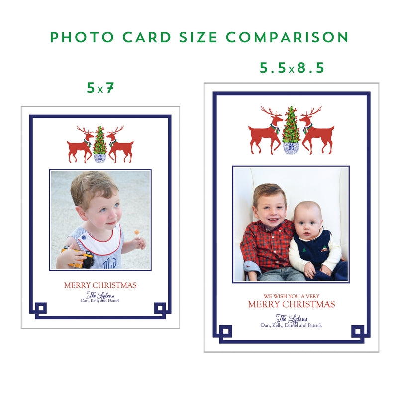 Santa Cabana Stripes Christmas Photo Card | Pink