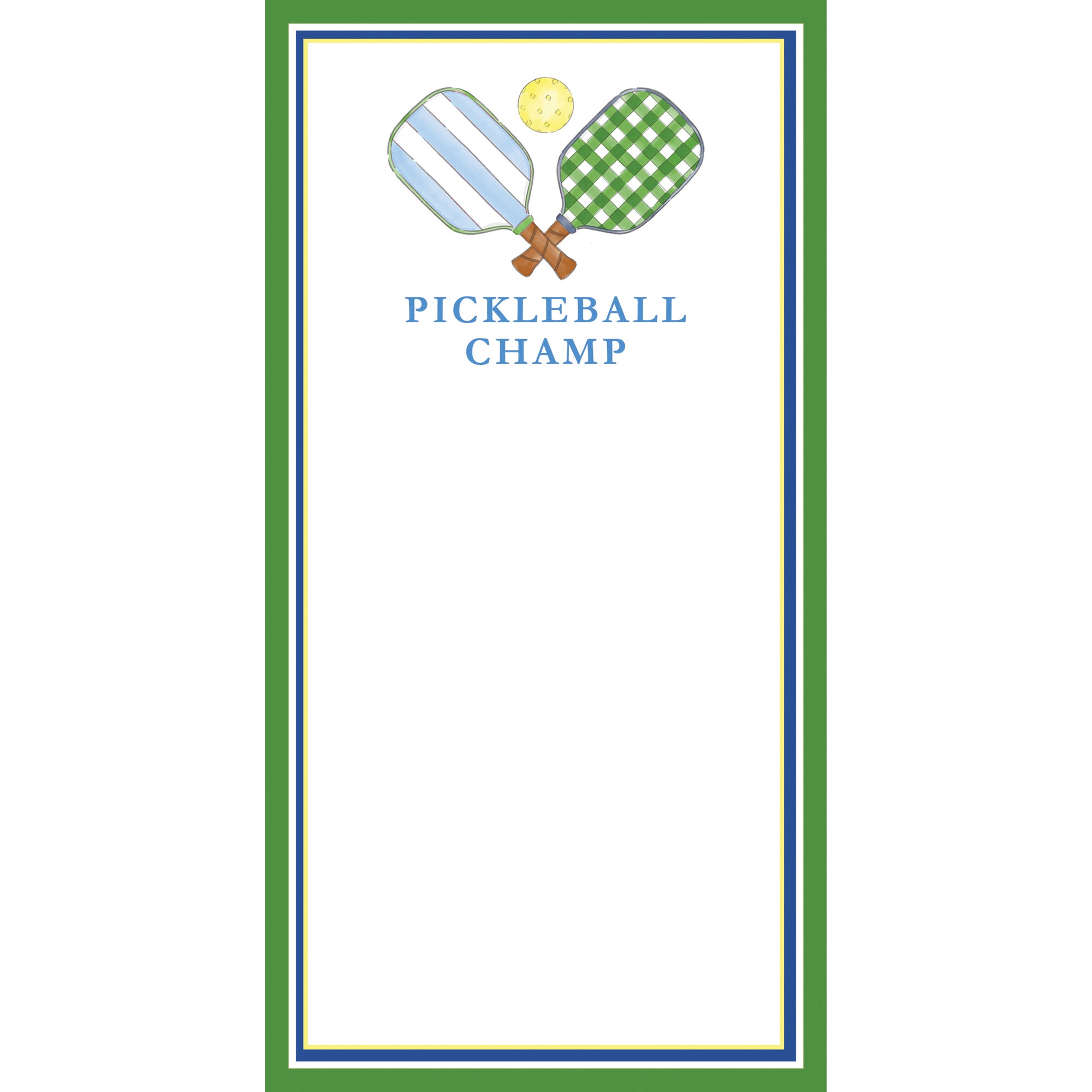 In Stock 4.25x8.5 Preppy Pickleball Champ Notepad