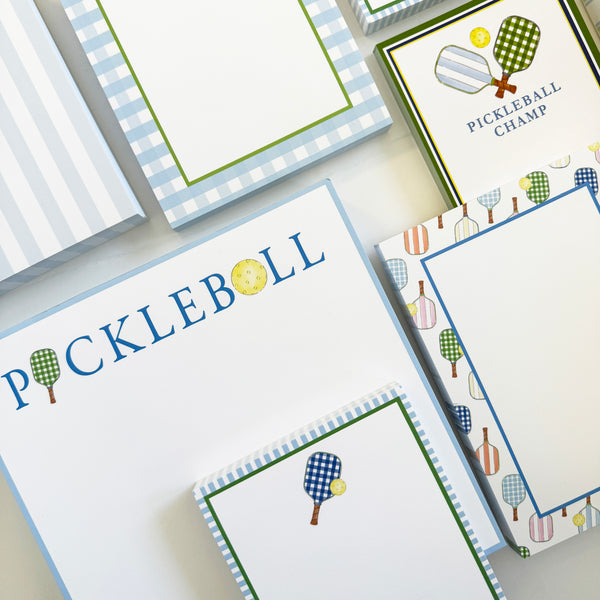 Picklball Notepad Stock Shoppe: 5x7 Preppy Pickleball Notepad - WH Hostess Social Stationery
