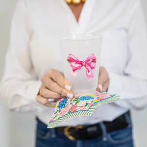 Bundle: Pink Bow Shatterproof Cups + Strawberry Floral Cocktail Napkins