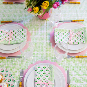 Bamboo Fret Rectangle Tablecloth | Green