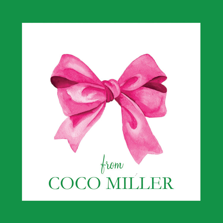 Pink Bow Personalized Gift Sticker | Set of 24
