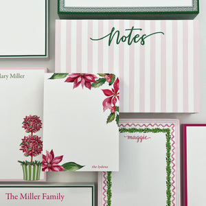 Pink Poinsettia Topiary Tree Personalized Notepad
