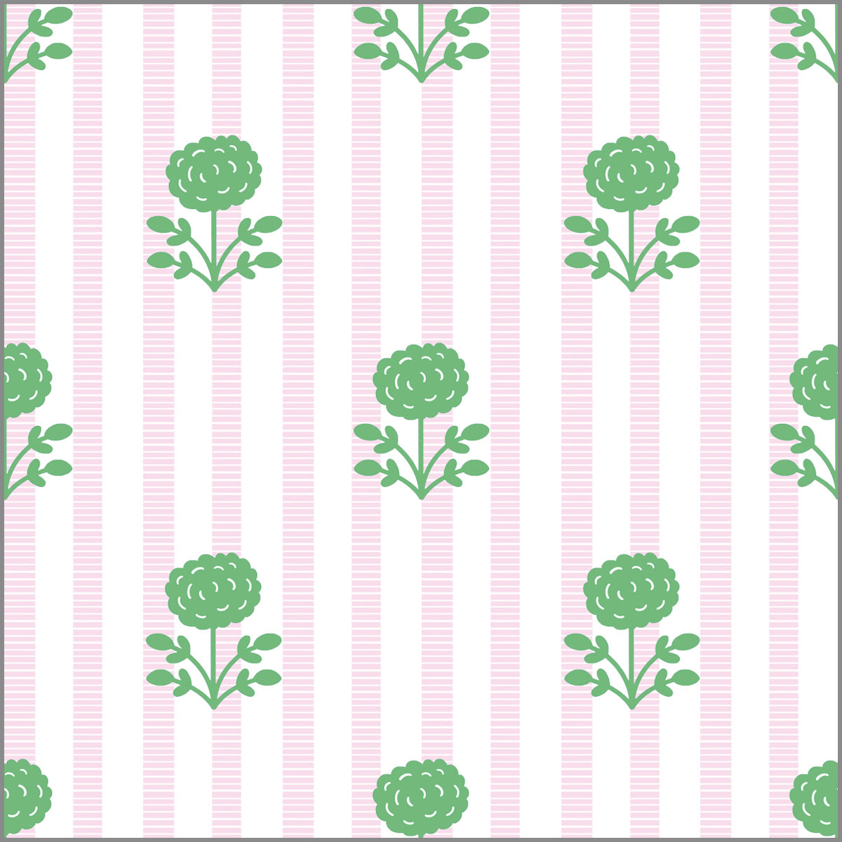 In Stock Continuous Roll Gift Wrap | Floral Stripe | Pink + Green