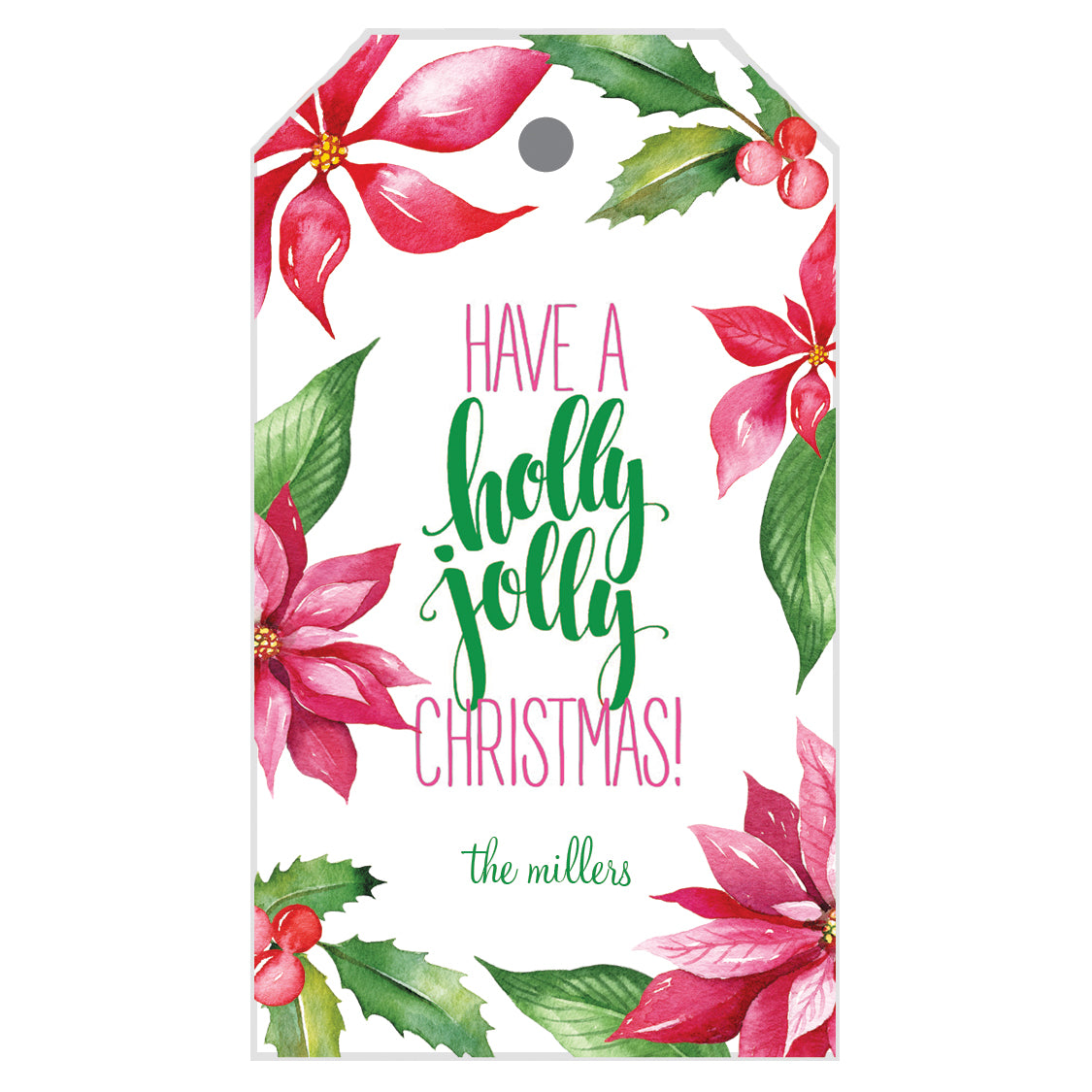 Pink Poinsettias Christmas Personalized Gift Tags