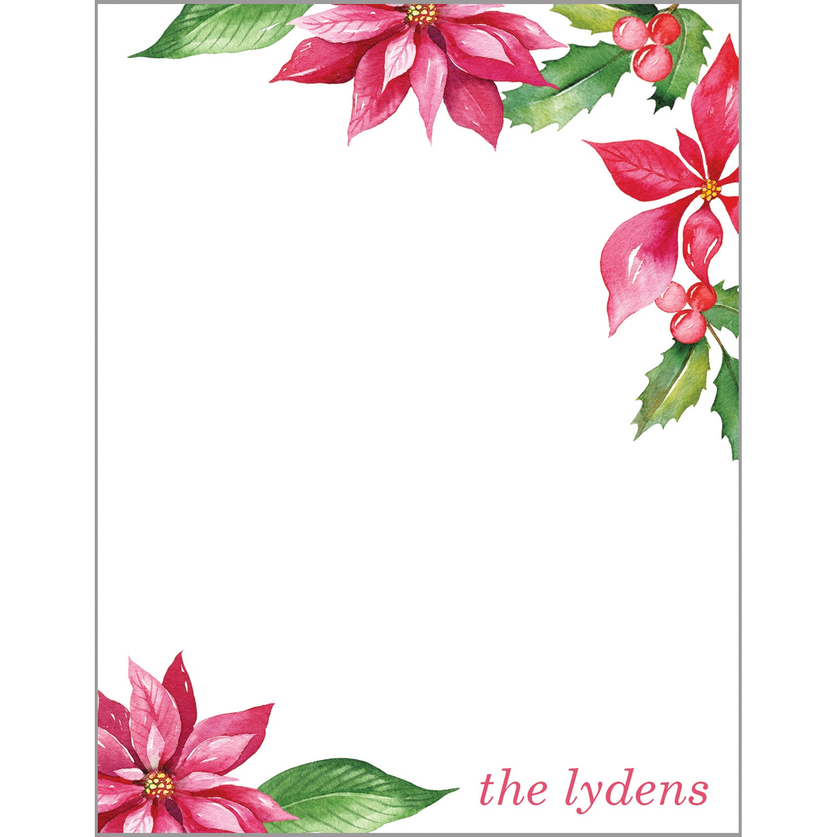 Pink Poinsettias Personalized Notepad