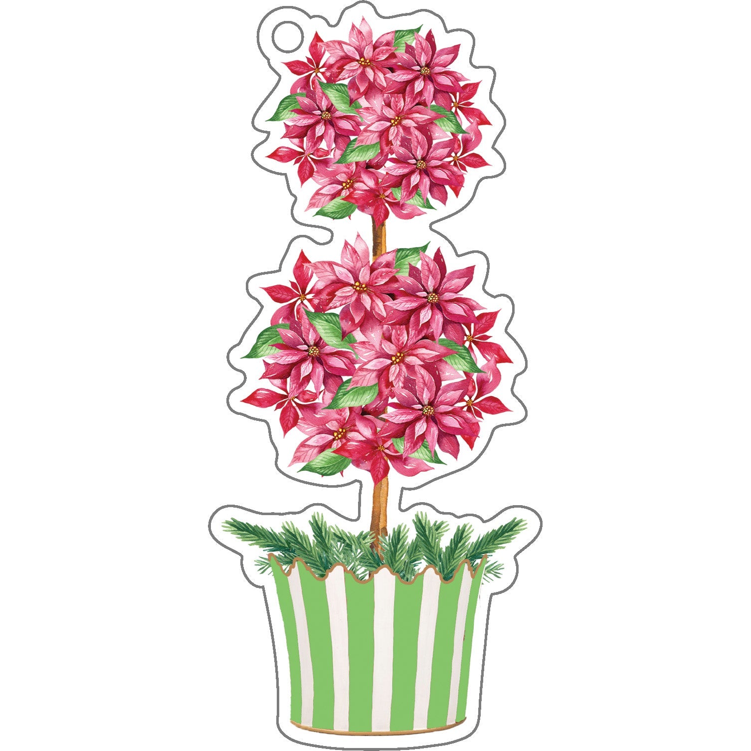 Stock Shoppe: Pink Poinsettia Topiary Christmas Die-Cut Gift Tags