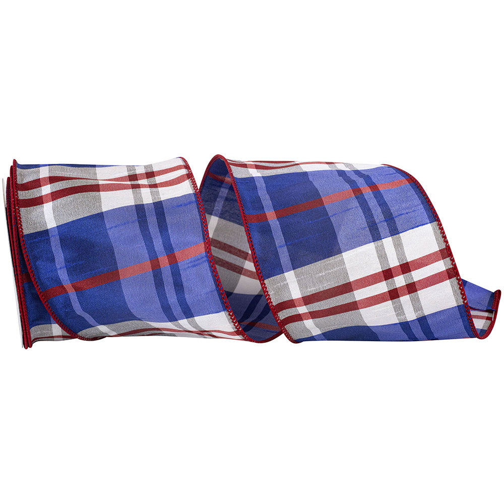 4" x 10 Yds Americana Plaid Dupioni Ribbon