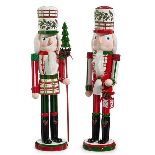 17.25" Plaid and Holly Nutcrackers (select by color)